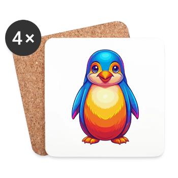 Penguin Colorful Kawaii Cartoon Sea Animal - Coasters (set of 4) - white - Front