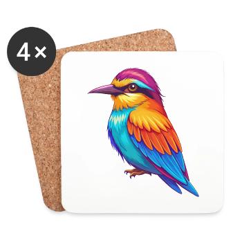 Bee Eater Colorful Kawaii Cartoon Character Bird - Coasters (set of 4) - white - Front