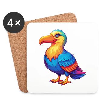 Albatross Colorful Kawaii Cartoon Character Bird - Coasters (set of 4) - white - Front