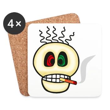 Smoking Is Toxic - Skull Emoticon - Coasters (set of 4) - white - Front