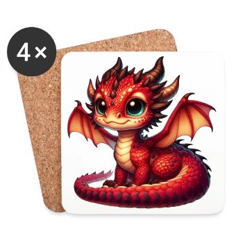 Drache - Untersetzer (4er-Set) - Weiß - Vorne