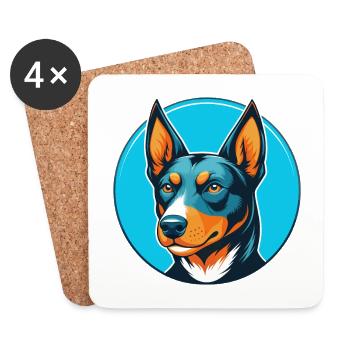 Australischer Kelpie Hund Niedliches Kawaii Cartoon Haustier Logo - Untersetzer (4er-Set) - Weiß - Vorne