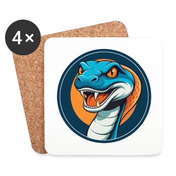 Anaconda Niedliches Kawaii Cartoon Tier Haustier Logo - Untersetzer (4er-Set) - Weiß - Vorne