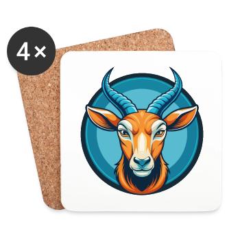 Antilope Niedliches Kawaii Cartoon Tier Haustier Logo - Untersetzer (4er-Set) - Weiß - Vorne