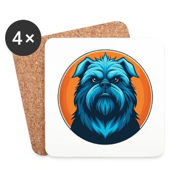 Affenpinscher chien mignon Kawaii dessin animé Animal Logo - Dessous de verre (lot de 4) - blanc - Devant