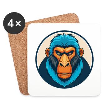 Baboon Cute Kawaii Cartoon Clipart Animal Pet Logo - Coasters (set of 4) - white - Front