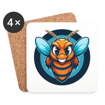 Bee Cute Kawaii Cartoon Clipart Animal Pet Logo - Coasters (set of 4) - white - Front