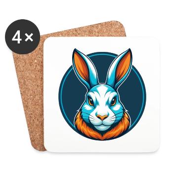 Lapin mignon kawaii dessin animé Clipart Animal Animal Pet Logo - Dessous de verre (lot de 4) - blanc - Devant
