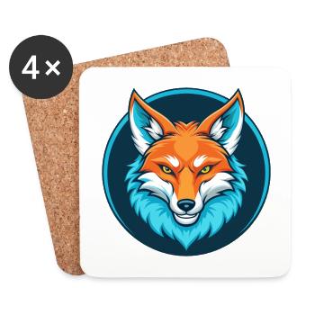 Coyote Cute Kawaii Cartoon Clipart Animal Pet Logo - Coasters (set of 4) - white - Front