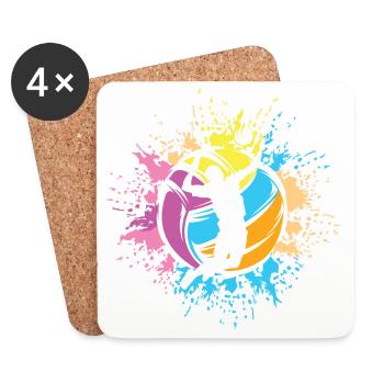 Volley-ball Color Explosion Joueur Volley-ball de plage - Dessous de verre (lot de 4) - blanc - Devant