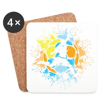 Football Couleur Explosion Joueur Soleil Couleurs Vives - Dessous de verre (lot de 4) - blanc - Devant