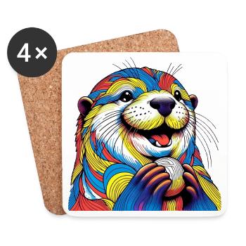 Otter - Untersetzer (4er-Set) - Weiß - Vorne