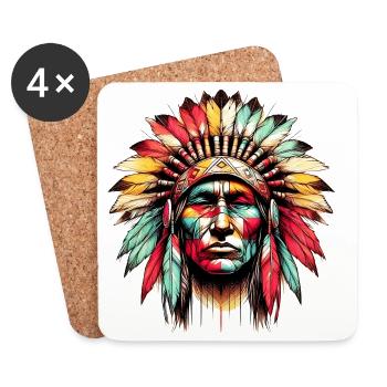 Amérindien Américain - Dessous de verre (lot de 4) - blanc - Devant