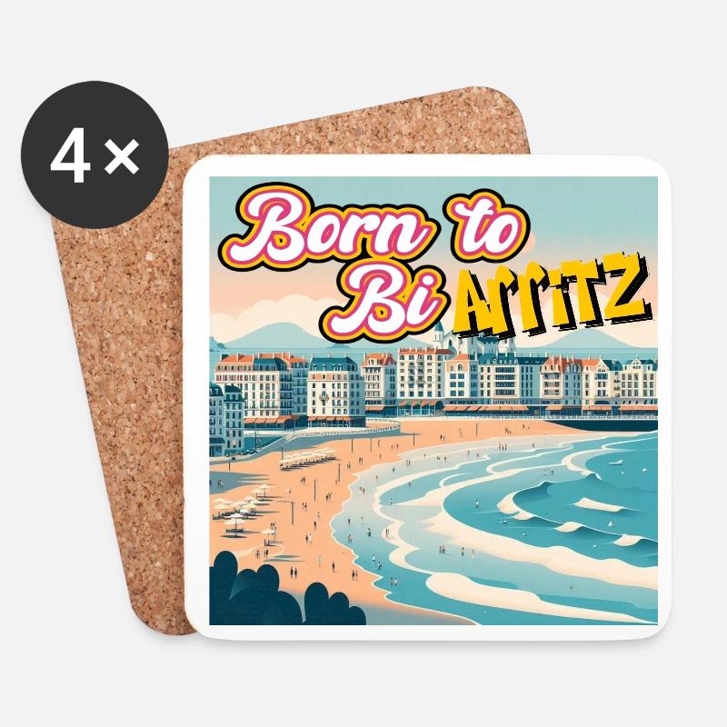Born to Biarritz - Coasters (set of 4) - white