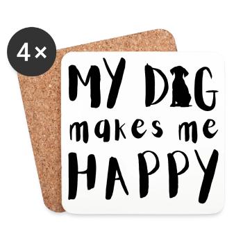 Mon chien me rend heureux - Dessous de verre (lot de 4) - blanc - Devant