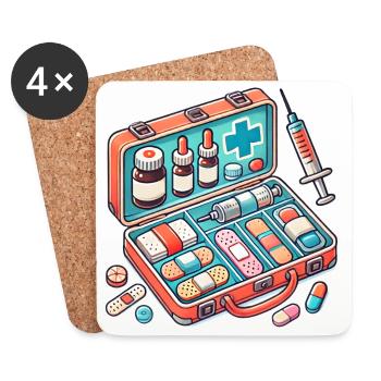 Detailed pharmacy fabric, symbol of safety - Coasters (set of 4) - white - Front