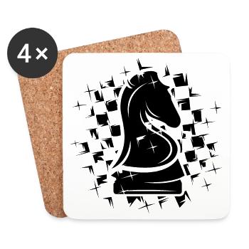 Schach knight Schachfigur Verein Illustration Logo - Untersetzer (4er-Set) - Weiß - Vorne
