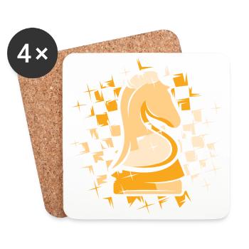 Chess Knight Couleurs Chess Pattern Illustration - Dessous de verre (lot de 4) - blanc - Devant