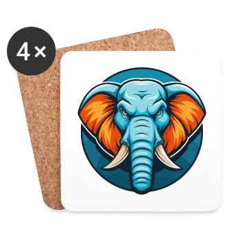 Elefant Niedliches Kawaii Cartoon Tier Haustier Logo - Untersetzer (4er-Set) - Weiß - Vorne
