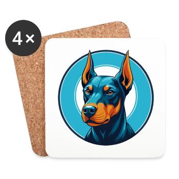 Deutscher Pinscher Hund Niedliches Kawaii Cartoon Haustier Logo - Untersetzer (4er-Set) - Weiß - Vorne