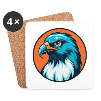 Hawk Cute Kawaii Cartoon Clipart Animal Pet Logo - Coasters (set of 4) - white - Front