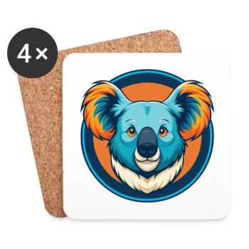 Koala Niedliche Kawaii Cartoon Clipart Tier Haustier Logo - Untersetzer (4er-Set) - Weiß - Vorne
