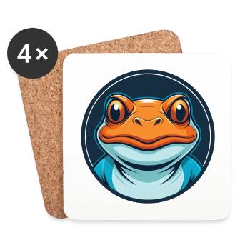 Frog Cute Kawaii Cartoon Clipart Animal Pet Logo - Coasters (set of 4) - white - Front