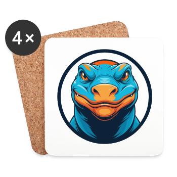 Komodowaran Niedliches Kawaii Cartoon Tier Haustier Logo - Untersetzer (4er-Set) - Weiß - Vorne
