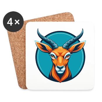 Impala süße Kawaii Cartoon Clipart Tier Haustier Logo - Untersetzer (4er-Set) - Weiß - Vorne