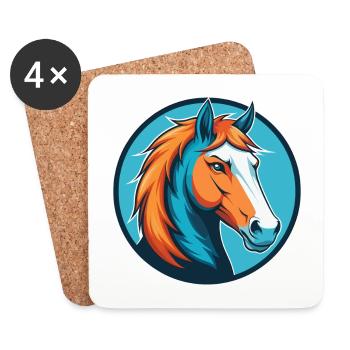 Horse Cute Kawaii Cartoon Clipart Animal Pet Logo - Coasters (set of 4) - white - Front