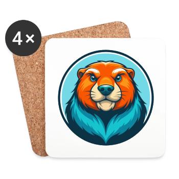 Marmot Cute Kawaii Cartoon Clipart Animal Pet Logo - Coasters (set of 4) - white - Front