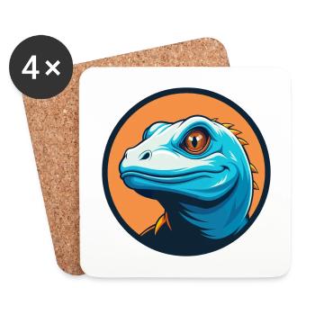 Lizard Cute Kawaii Cartoon Clipart Animal Pet Logo - Coasters (set of 4) - white - Front