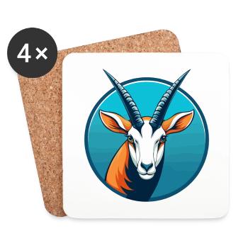 Oryx mignon kawaii dessin animé clipart animal de compagnie logo - Dessous de verre (lot de 4) - blanc - Devant