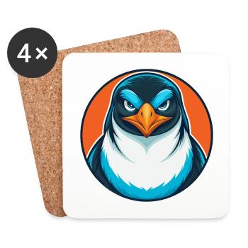 Pingouin mignon drôle Kawaii dessin animé Animal animal Logo - Dessous de verre (lot de 4) - blanc - Devant