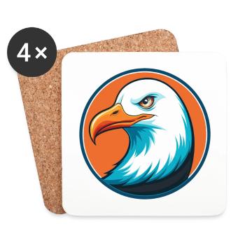 Seagull Cute Funny Kawaii Cartoon Animal Pet Logo - Coasters (set of 4) - white - Front