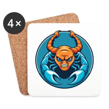 Scorpion Cute Kawaii Cartoon Animal Pet Logo - Coasters (set of 4) - white - Front
