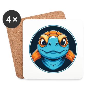 Schildkröte Niedlich Kawaii Cartoon Clipart Tier Haustier Logo - Untersetzer (4er-Set) - Weiß - Vorne