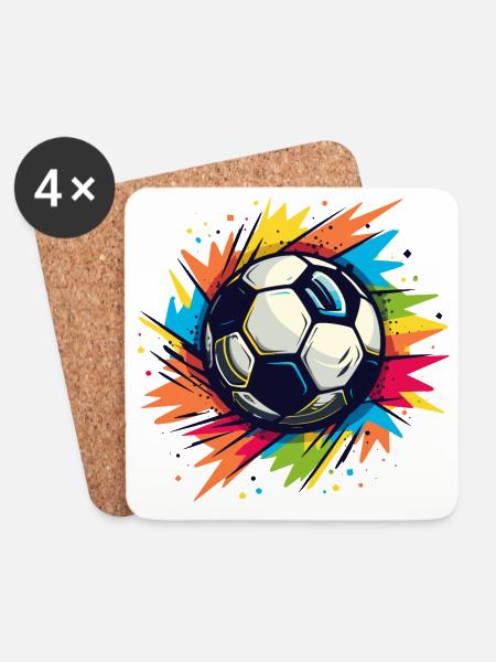 Fußball Graffiti - Untersetzer (4er-Set) - Weiß