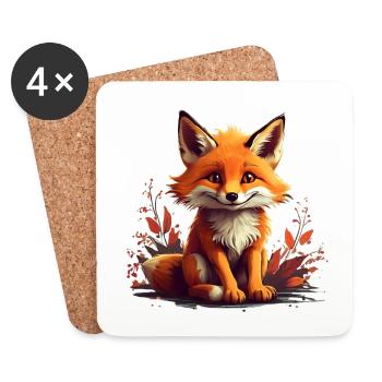 Schelmischer Fuchs - Untersetzer (4er-Set) - Weiß - Vorne