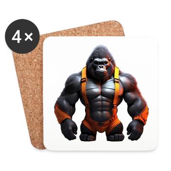 Gorilla Force Primate ideal gift - Coasters (set of 4) - white - Front