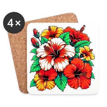 Fleurs d’hibiscus - Dessous de verre (lot de 4) - blanc - Devant