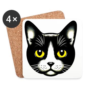 Chat - Dessous de verre (lot de 4) - blanc - Devant