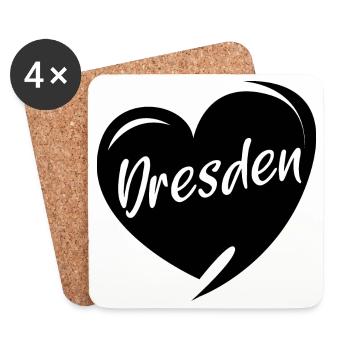 Dresden Herz Frauenkirche Liebe Stadt Osten Logo - Untersetzer (4er-Set) - Weiß - Vorne
