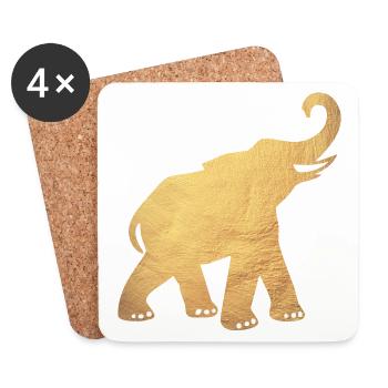 Yoga Éléphant Inde Or Luxe Médiation Énergie - Dessous de verre (lot de 4) - blanc - Devant