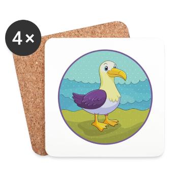 Albatross Cute Kawaii Cartoon Clipart Animal Pet - Coasters (set of 4) - white - Front