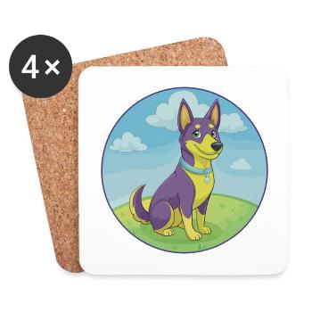 Australischer Kelpie Hund Niedliches Kawaii Cartoon Tier - Untersetzer (4er-Set) - Weiß - Vorne