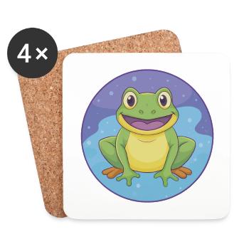 Frog Cute Kawaii Cartoon Clipart Animal Pet - Coasters (set of 4) - white - Front