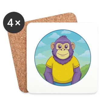 Bonobo Cute Kawaii Cartoon Clipart Animal Pet - Coasters (set of 4) - white - Front