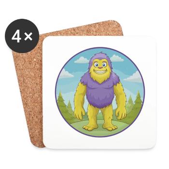 BigFoot mignon Kawaii dessin animé Clipart Animal de compagnie - Dessous de verre (lot de 4) - blanc - Devant