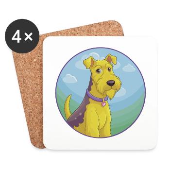 Airedale Terrier Hund Niedliches Kawaii Cartoon Tier - Untersetzer (4er-Set) - Weiß - Vorne